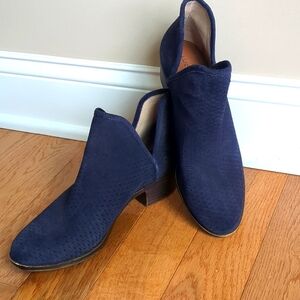 Navy suede Lucky Brand slip on booties